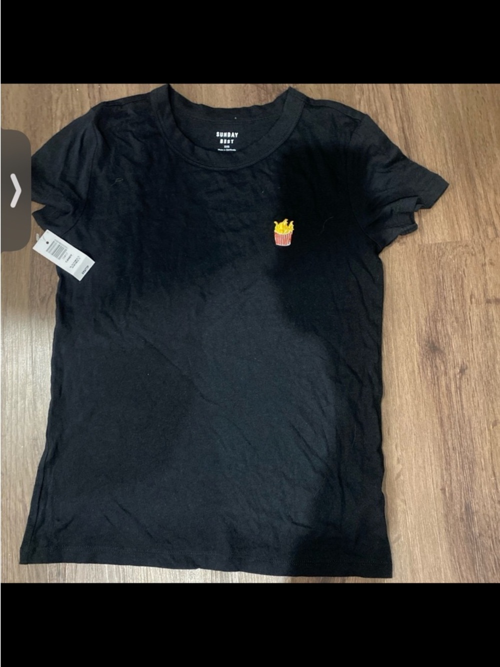 Sunday Best Black Short Sleeve Tee with Fries Patch